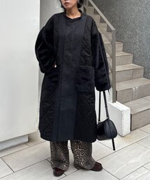 etsinta（エシンタ） ノーカラーコート コート 「etsinta」ファー切替