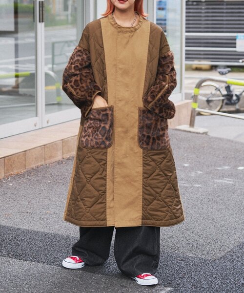 etsinta（エシンタ） ノーカラーコート コート 「etsinta」ファー切替