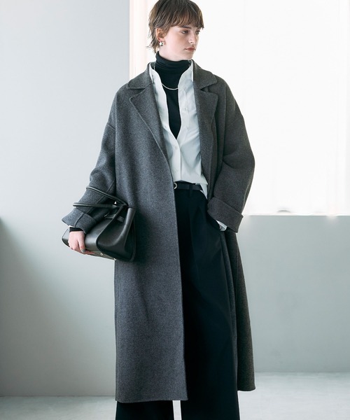 週末限定値下げ　Souaire ウールリバーコート　レディース　ロングコート ◇ソリッドウールリバーロングコート（5314252902） | ADORE