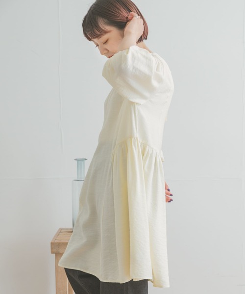 「ITEMS URBANRESEARCH」 7分袖ブラウス FREE チャコールグレー レディース_画像4