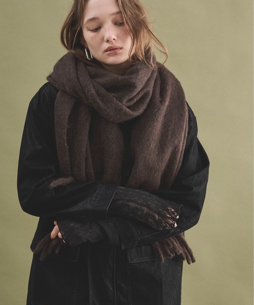LOSCa マフラー ストール ウールブレンドボリュームフリンジマフラー