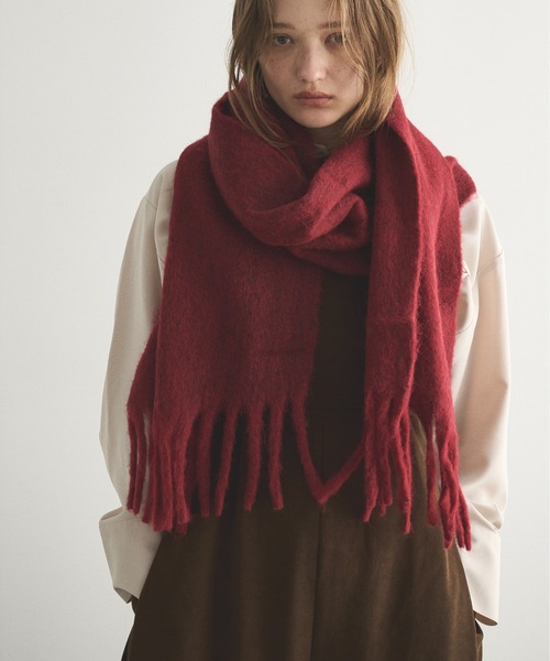 LOSCa マフラー ストール ウールブレンドボリュームフリンジマフラー