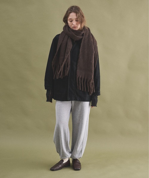 LOSCa マフラー ストール ウールブレンドボリュームフリンジマフラー