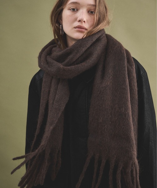 LOSCa マフラー ストール ウールブレンドボリュームフリンジマフラー