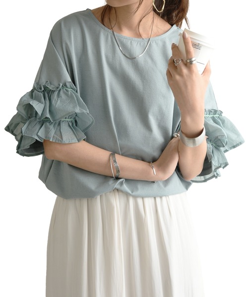 「and it_」 半袖カットソー M-L オフホワイト レディース_画像9