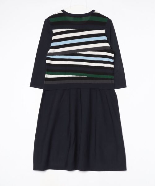 【美品】ソニアリキエル　ボーダーニットワンピース SONIA RYKIEL（ソニアリキエル） ボーダー柄ニットワンピース 40