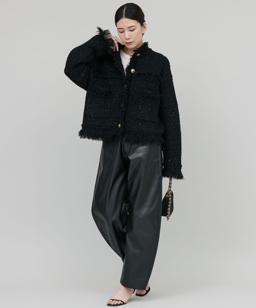 Curensology（カレンソロジー） レザーパンツ 38 ブラック レディース