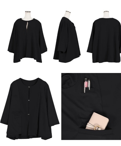 極美品♡希少サイズ6L アンタイトル 軽くて快適！ストレッチノーカラージャケット KOBE LETTUCE（神戸レタス） ジャケット ノーカラージャケット