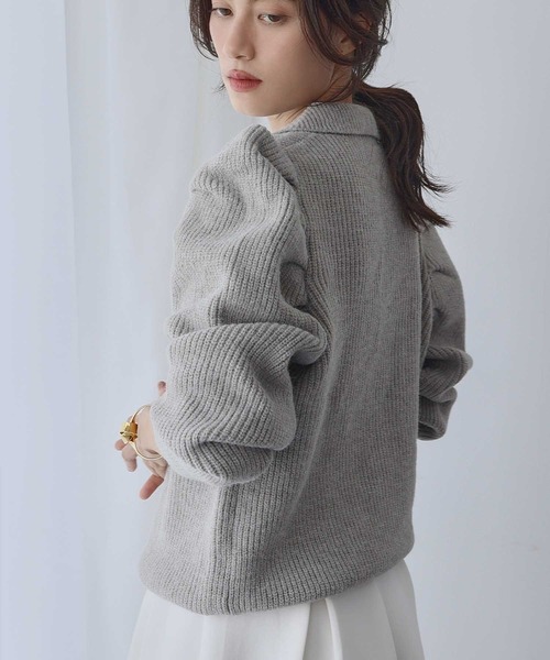 ELFRANK ニット セーター 「2025AW」タックスリーブ 襟付き ニット