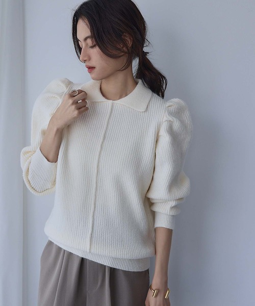 ELFRANK ニット セーター 「2025AW」タックスリーブ 襟付き ニット