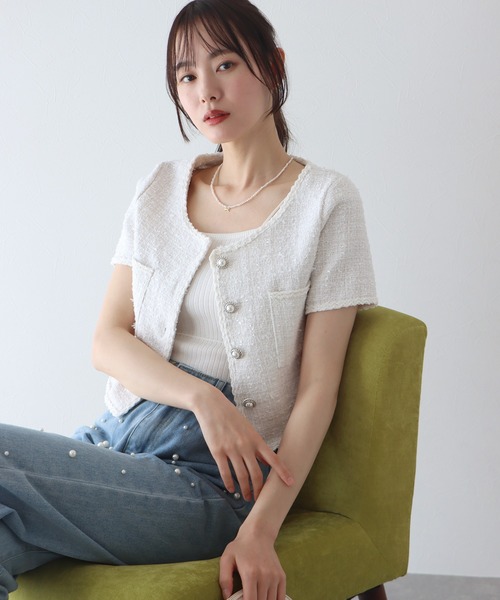 「BLUEEAST」 「r x d」ノーカラージャケット MEDIUM ホワイト レディース_画像2