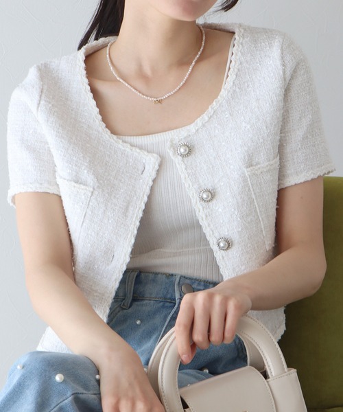 「BLUEEAST」 「r x d」ノーカラージャケット MEDIUM ホワイト レディース_画像3