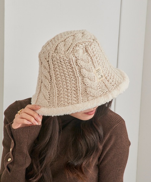 moz（モズ） 帽子 ハット 「MOZ」ケーブルニットバケットハット 471