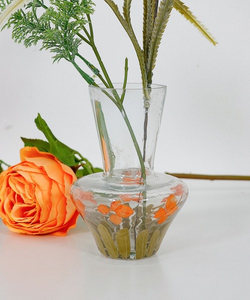 emesuelee 花瓶 リサイクル 押し花ガラス きのこ フラワーベース