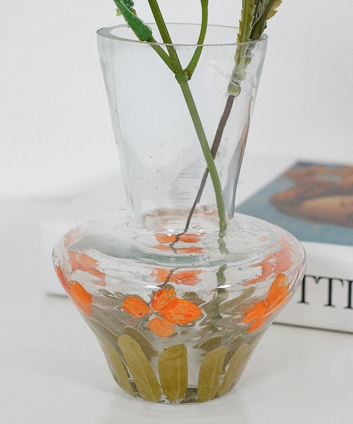 emesuelee 花瓶 リサイクル 押し花ガラス きのこ フラワーベース