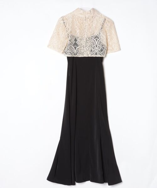 「Kana」 コンビワンピース M ベージュ×ブラック レディース_画像2