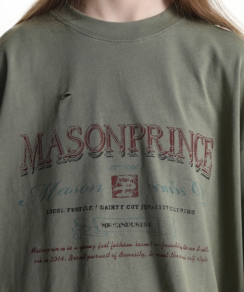 「MASONPRINCE」 半袖Tシャツ S カーキ メンズの画像