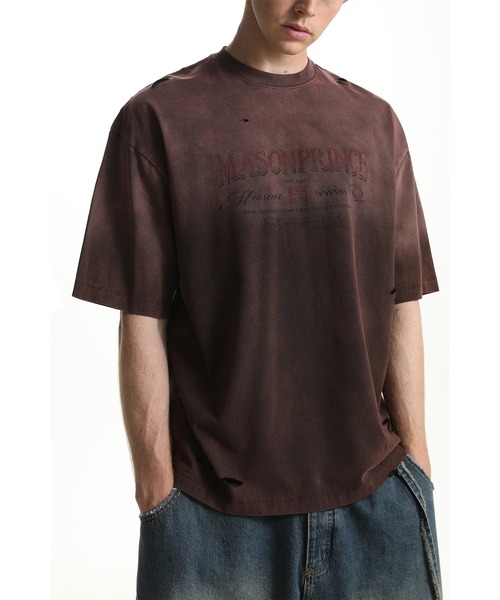 「MASONPRINCE」 半袖Tシャツ S カーキ メンズの画像