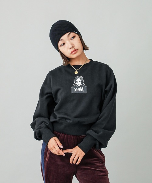 X-girl　スウェットセット　M X-girl（エックスガール） スウェットカットソー M ライトブルー