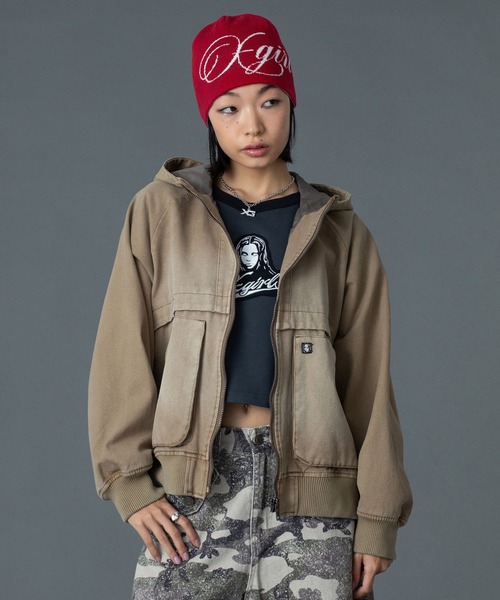 X-girl（エックスガール） ブルゾン アウター ARCH LOGO HOODED JACKET