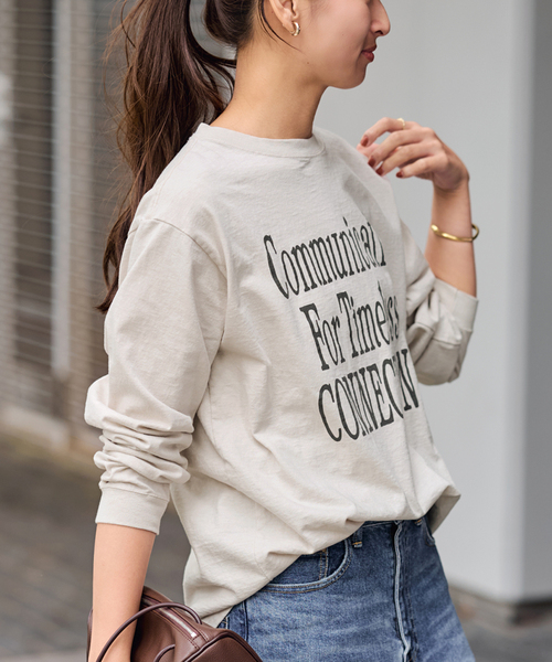 FRAMeWORK（フレームワーク） tシャツ メッセージロゴロングTシャツ