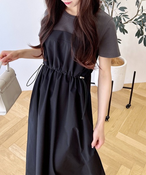 INGNI（イング） ドッキングワンピース M チャコールグレー×ブラック