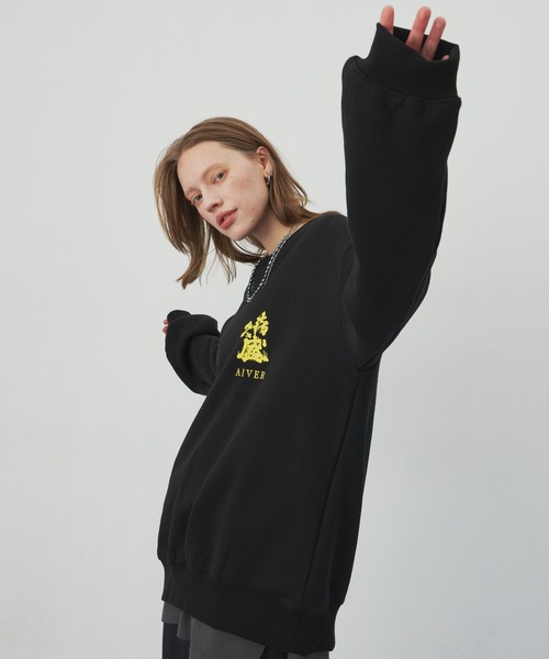 「AIVER」 スウェットカットソー MEDIUM ブラック メンズ_画像4