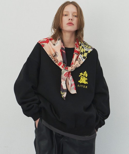 「AIVER」 スウェットカットソー MEDIUM ブラック メンズ_画像5
