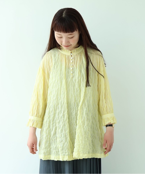 bulle de savon（ビュルデサボン） ブラウス シャツ ○80/1 shirring