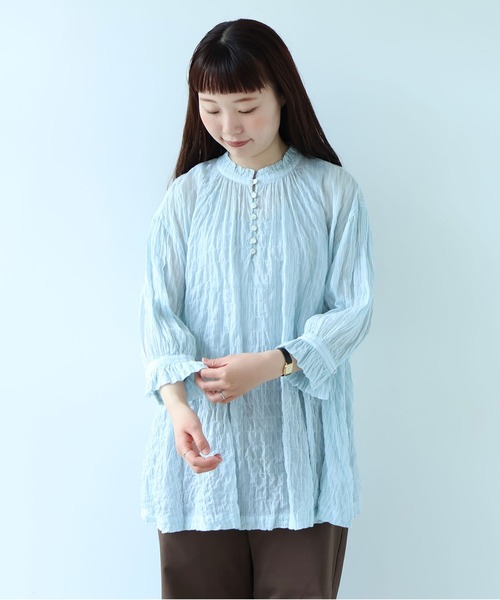 bulle de savon（ビュルデサボン） ブラウス シャツ ○80/1 shirring