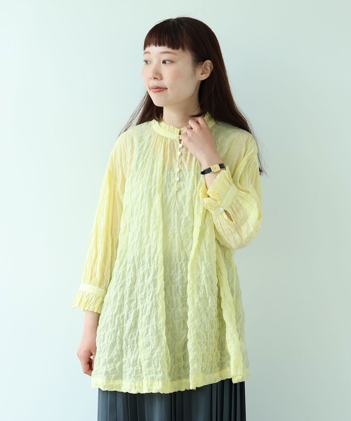 bulle de savon（ビュルデサボン） ブラウス シャツ 80/1 shirring
