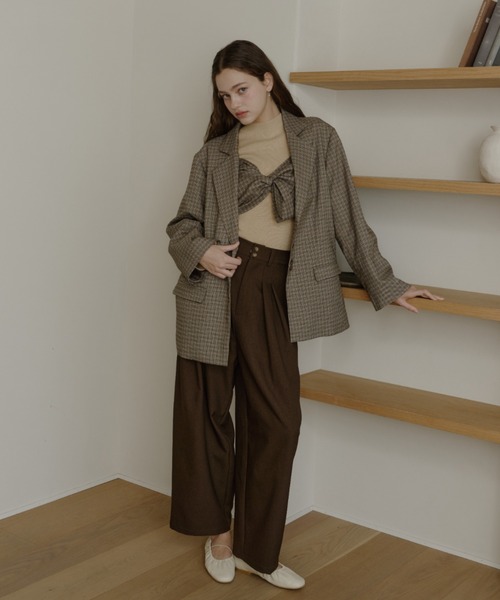 OLUN リネンブレンドジャケット ブラウン Sサイズ きりまる linen blend jacket/リネンブレンドジャケット（テーラードジャケット