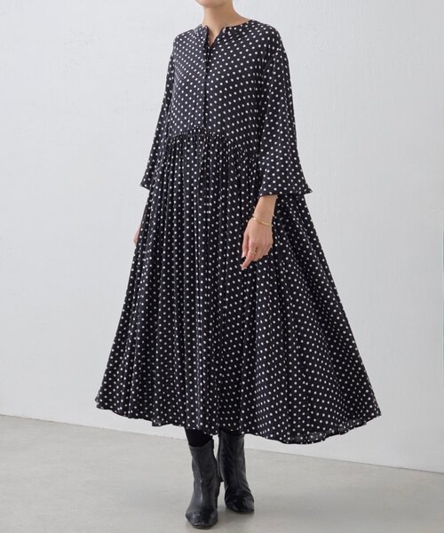 BEARDSLEY（ビアズリー） 7分袖ワンピース 2 ブラック レディース