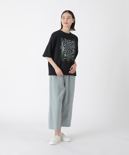 Plantation　リネン100%　パンツ　日本製　柄物　　 　 花柄 Plantation（プランテーション） パンツ リネンコットンキャンバス