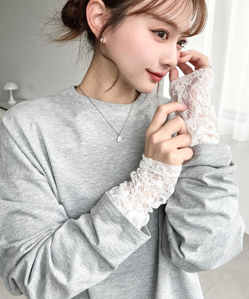 コンパーニャイタリアーナ お袖レース ストレッチカットソー レースメローフーディートップス（Tシャツ/カットソー）｜CIAOPANIC