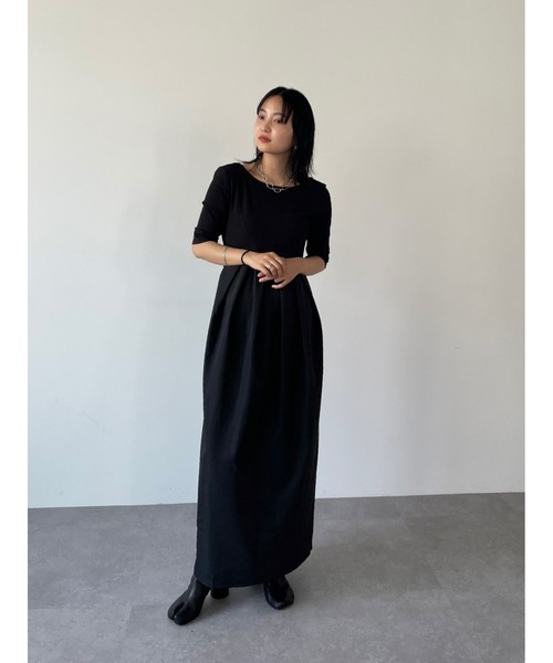 「HANNE」 ドッキングワンピース FREE グレー レディース_画像2