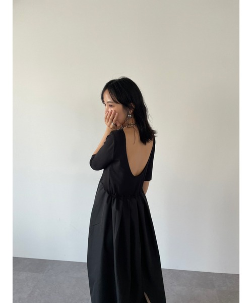 「HANNE」 ドッキングワンピース FREE グレー レディース_画像3