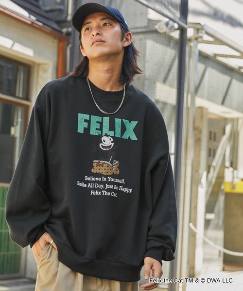 「MONO-MART」 スウェットカットソー「felix the catコラボ」 M スミクロ メンズ_画像6
