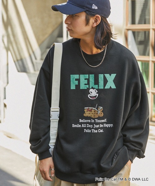 「MONO-MART」 スウェットカットソー「felix the catコラボ」 M スミクロ メンズ_画像7