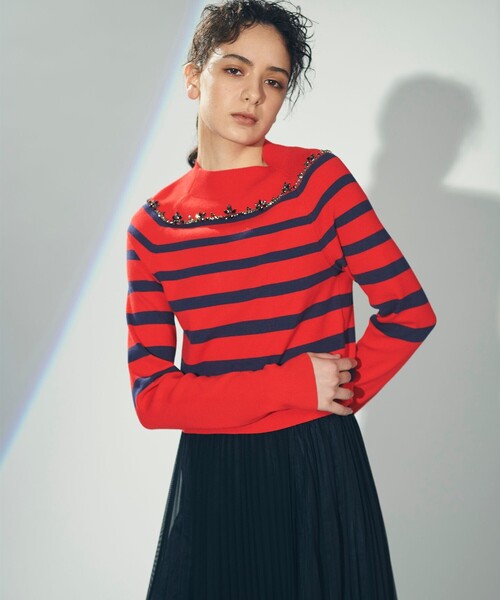 「GRACE CONTINENTAL」 長袖ニット 36 レッド レディース_画像3