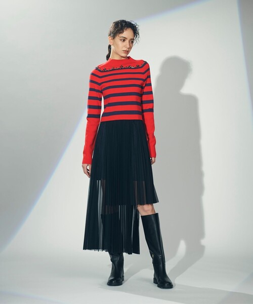 「GRACE CONTINENTAL」 長袖ニット 36 レッド レディース_画像6