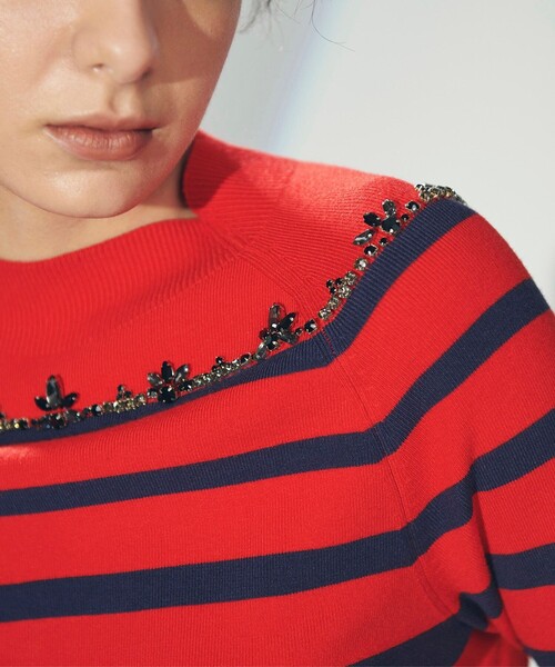 「GRACE CONTINENTAL」 長袖ニット 36 レッド レディース_画像7