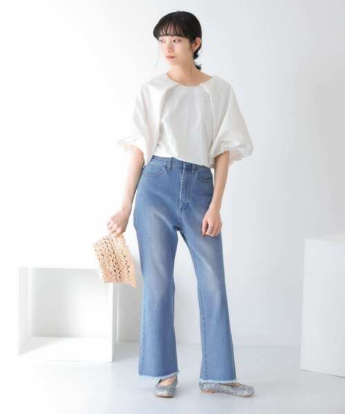「KBF」 半袖ブラウス ONE チャコールグレー レディース_画像6
