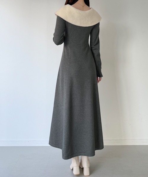 「mipiarl」 ニットワンピース MEDIUM チャコール レディース_画像2