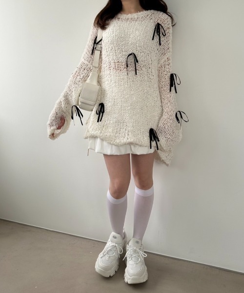 「OLIVE des OLIVE」 長袖ニット FREE オフホワイト レディース_画像2