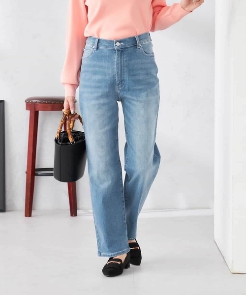 パンツ ストレートデニムパンツ レディースの画像