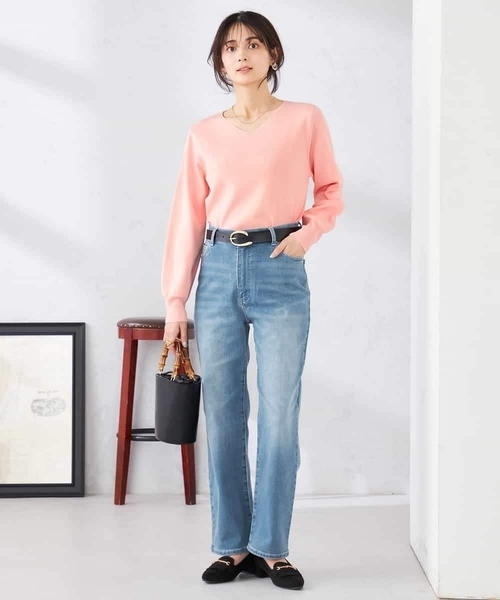 パンツ ストレートデニムパンツ レディースの画像
