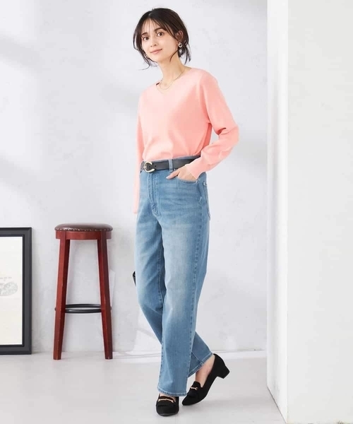 パンツ ストレートデニムパンツ レディースの画像