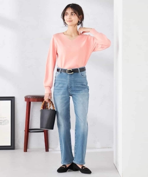 パンツ ストレートデニムパンツ レディースの画像