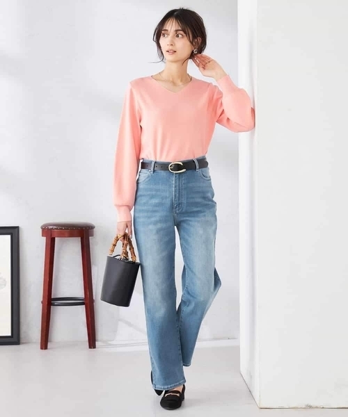 パンツ ストレートデニムパンツ レディースの画像